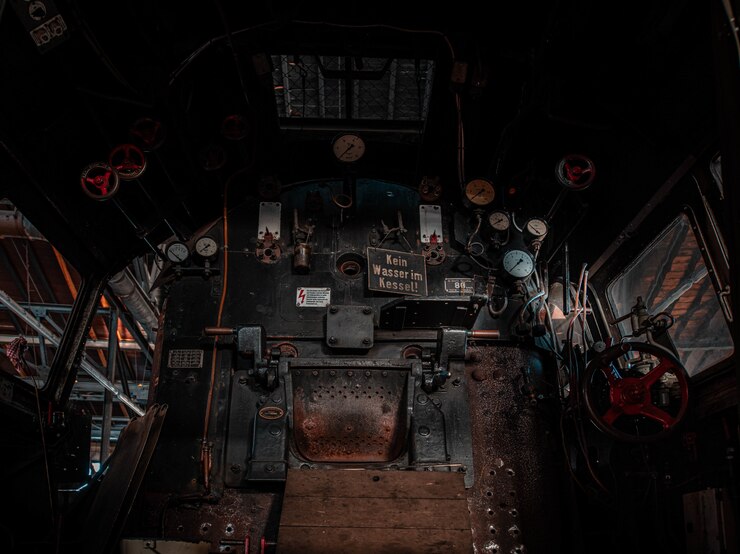 Photo gratuit cabine de conducteur de train historique