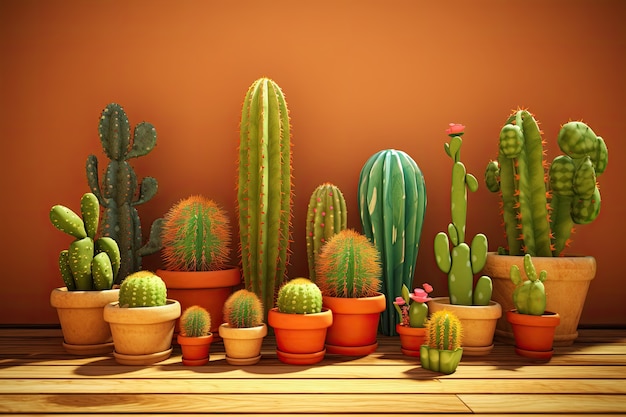 Photo gratuite cactus du désert dans un arrangement de studio