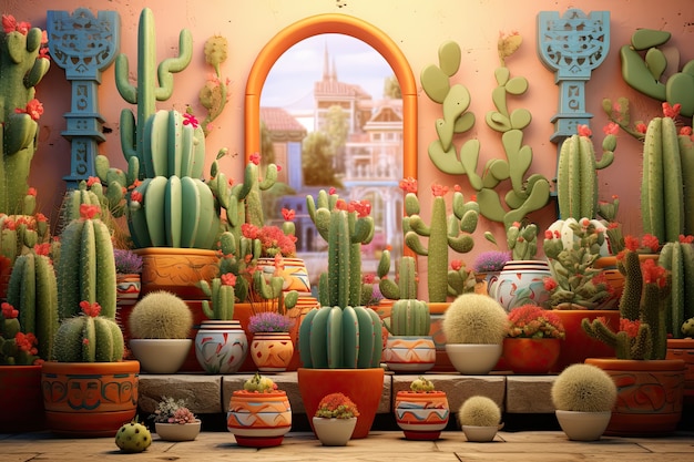 Photo gratuite des cactus du désert dans des pots