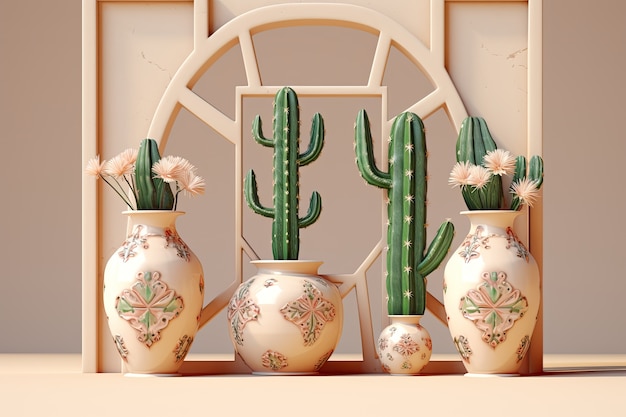 Photo gratuite des cactus du désert dans des pots