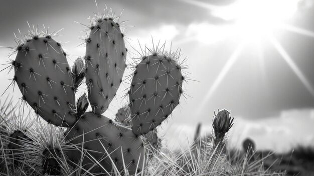 Photo gratuite cactus du désert monochrome