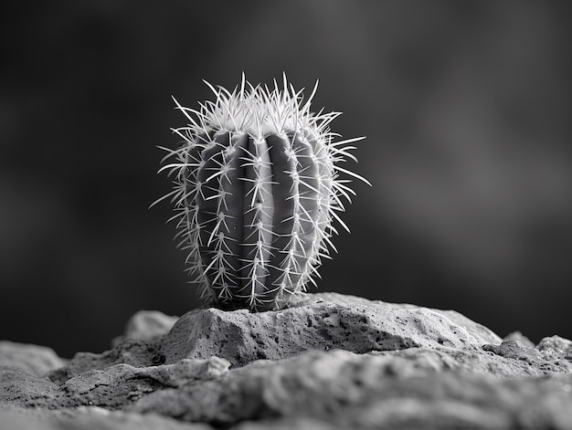 Photo gratuite cactus du désert noir et blanc