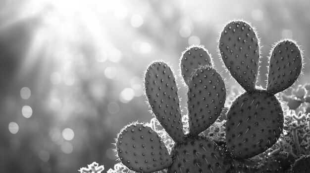 Cactus du désert noir et blanc