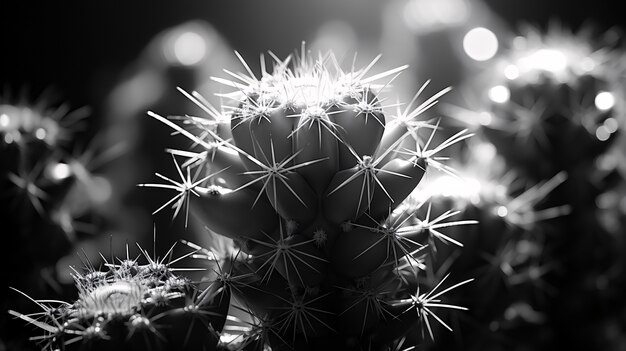 Cactus du désert noir et blanc