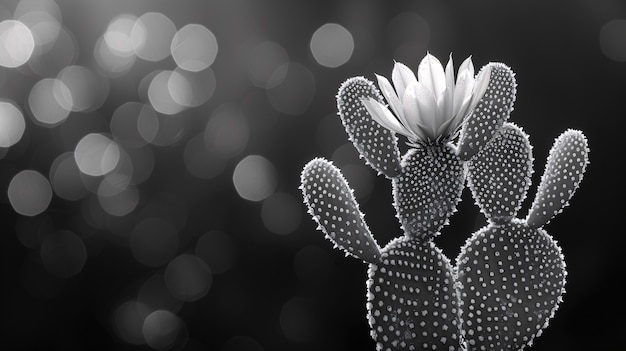 Photo gratuite cactus du désert noir et blanc