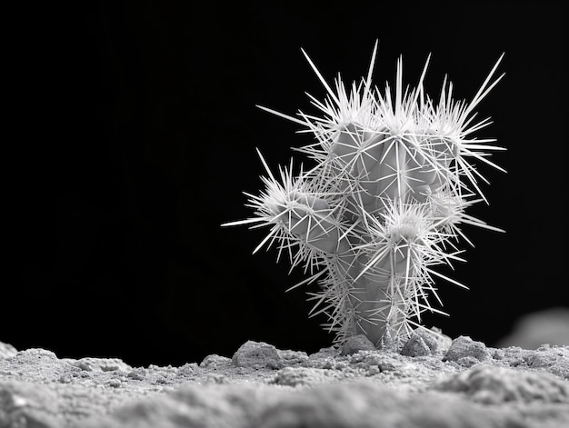 Cactus du désert noir et blanc