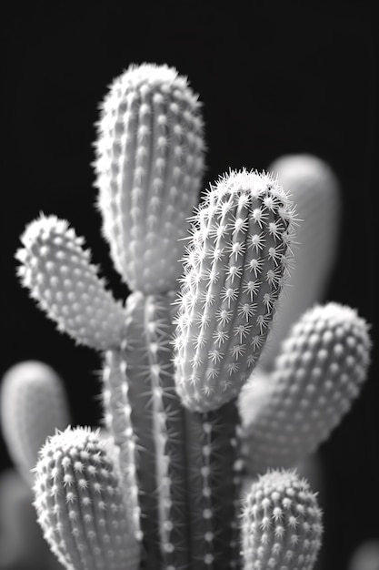 Photo gratuite cactus du désert noir et blanc