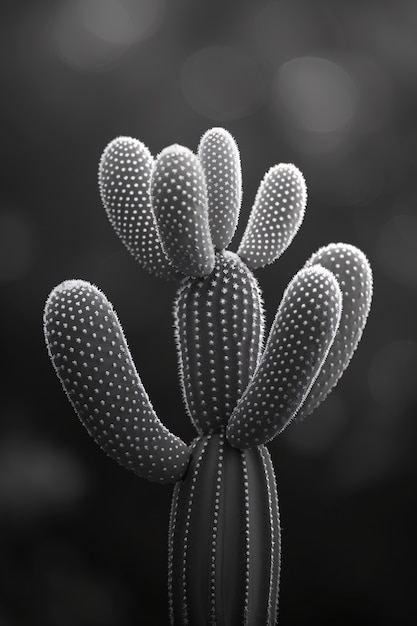 Cactus du désert noir et blanc