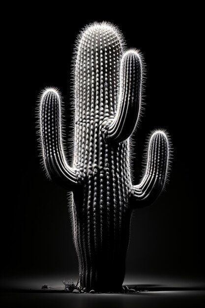 Cactus du désert noir et blanc