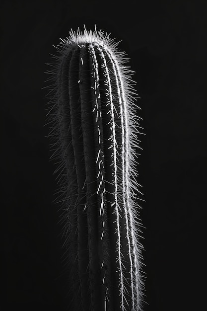 Photo gratuite cactus du désert noir et blanc