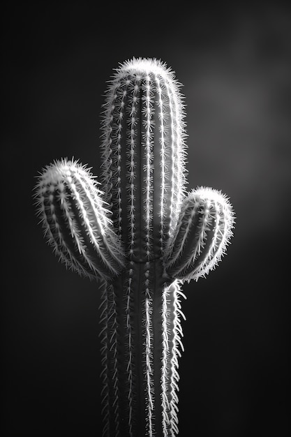 Photo gratuite cactus du désert noir et blanc