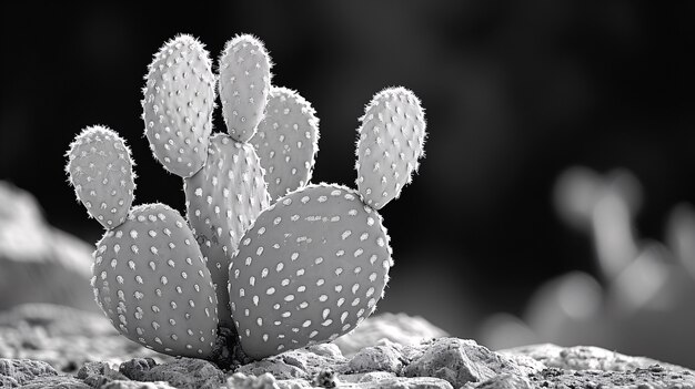 Photo gratuite cactus du désert noir et blanc