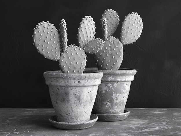 Photo gratuite cactus du désert noir et blanc