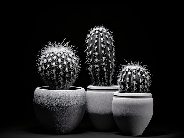 Cactus du désert noir et blanc