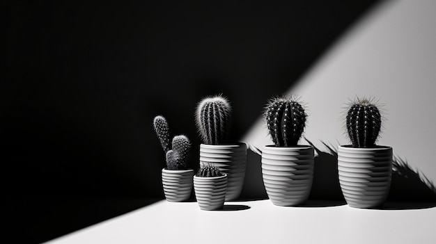 Photo gratuite cactus du désert noir et blanc