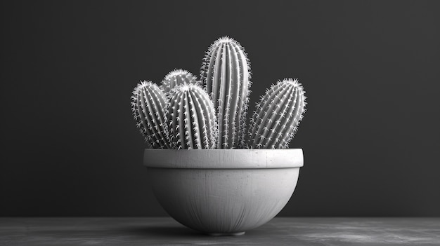 Cactus du désert noir et blanc