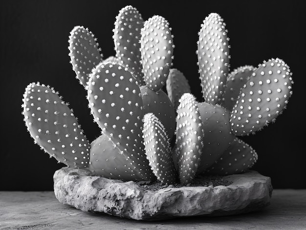 Cactus du désert noir et blanc