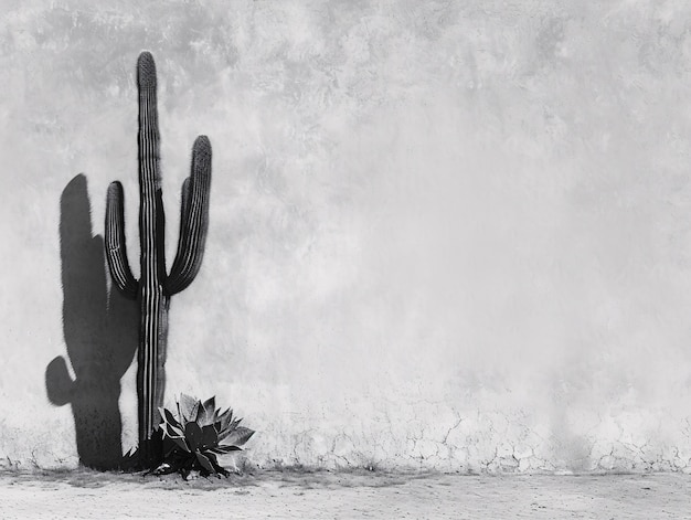 Photo gratuite cactus du désert noir et blanc