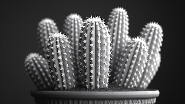 Cactus du désert noir et blanc