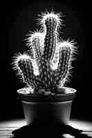 Photo gratuite cactus du désert noir et blanc