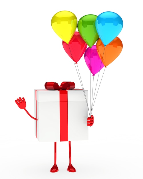 Photo gratuite cadeau d'anniversaire avec des ballons