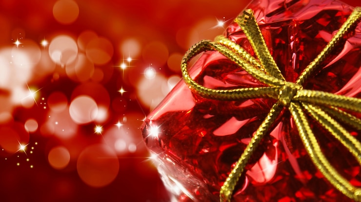 Photo gratuit cadeau de noël sur fond étoilé