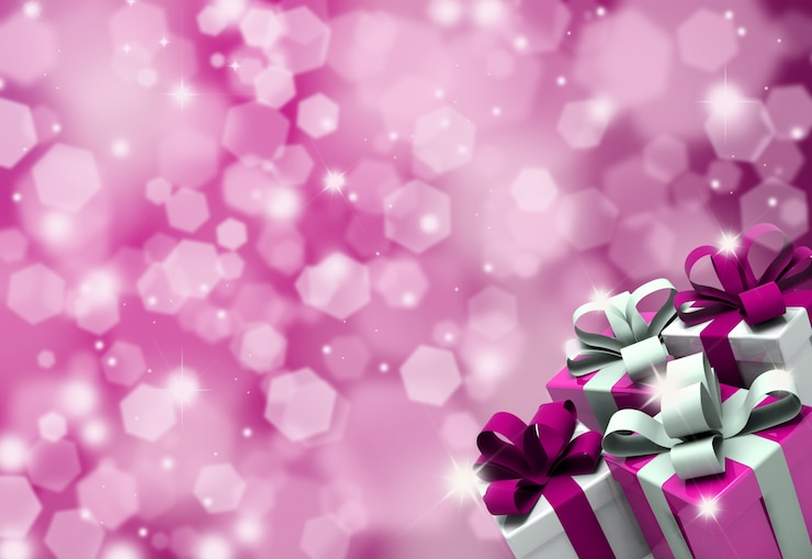 Photo gratuit cadeaux saint valentin sur un fond pailleté