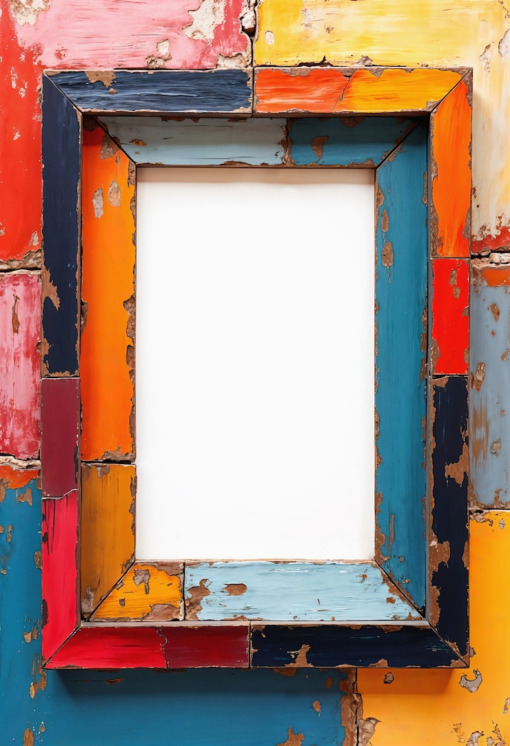 Photo gratuit cadre en bois recyclé coloré