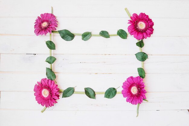 Cadre avec des branches et des fleurs