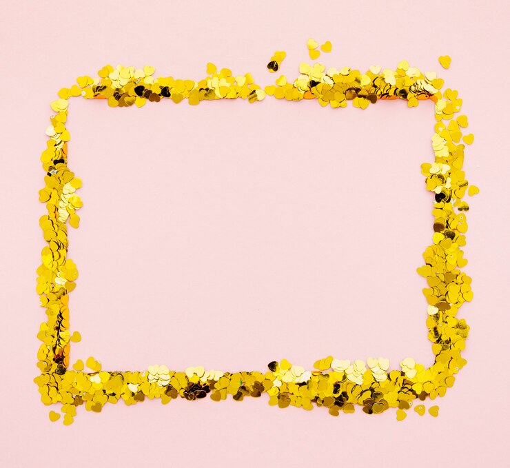 Photo gratuit cadre carré confettis doré