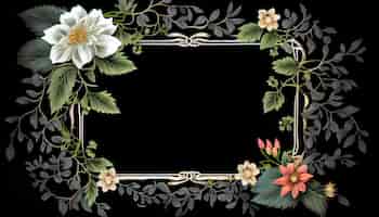Photo gratuite cadre carré élégant avec décoration de fleurs ai générative