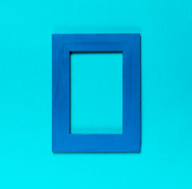 Photo gratuit cadre décoratif bleu vue de dessus