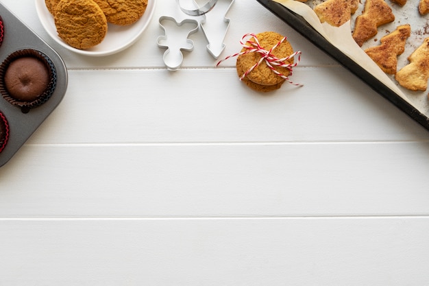 Cadre de délicieux biscuits vue de dessus