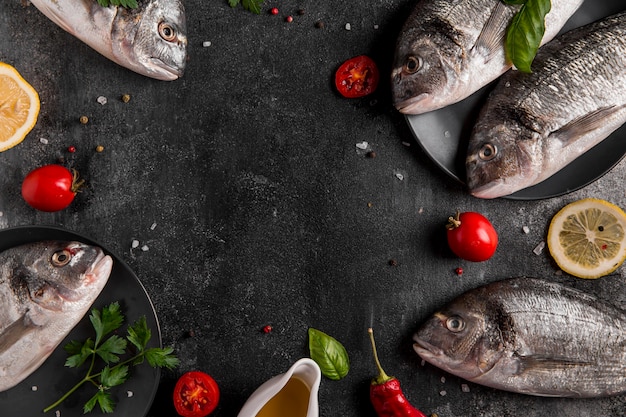 Cadre de l'espace de copie de poisson vue de dessus