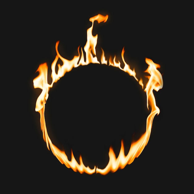 Photo gratuite cadre de flamme, forme de cercle, feu brûlant réaliste
