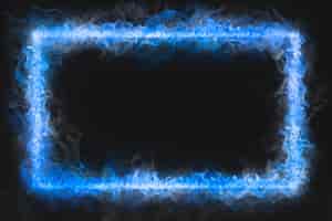 Photo gratuite cadre de flamme, forme de rectangle bleu, feu brûlant réaliste