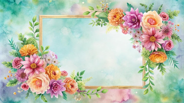 Photo gratuit cadre de fleurs à l'aquarelle avec fond pastel