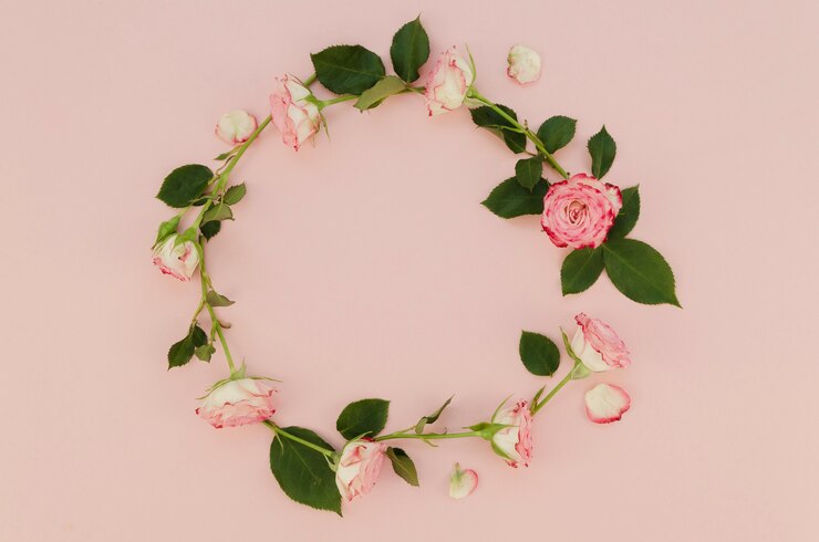 Photo gratuit cadre floral rond avec espace copie