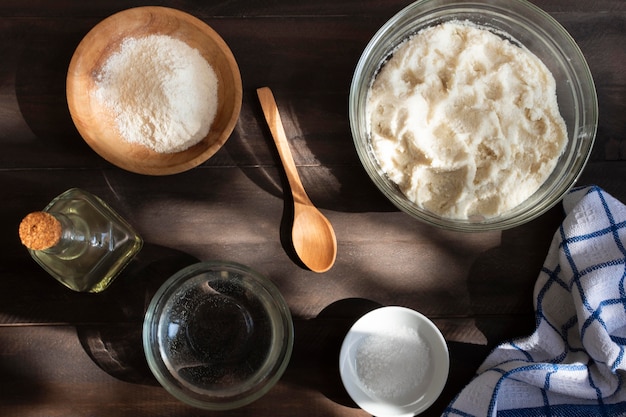 Cadre d'ingrédients arepas à plat