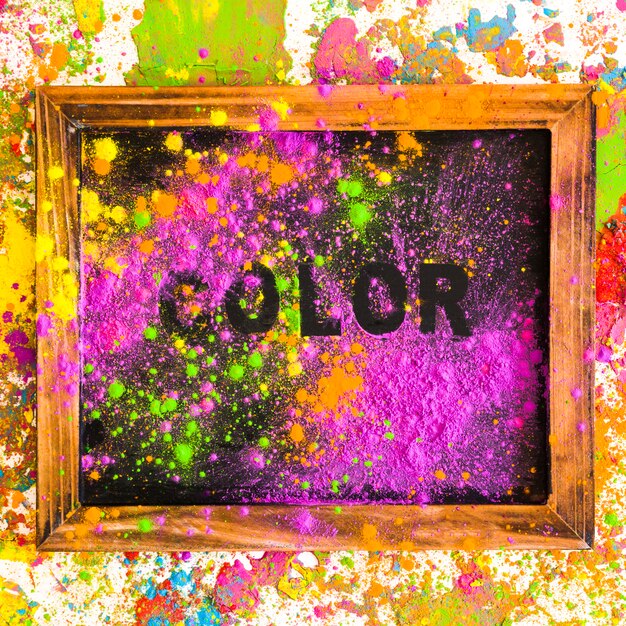 Cadre avec inscription de couleur sur des couleurs vives et sèches