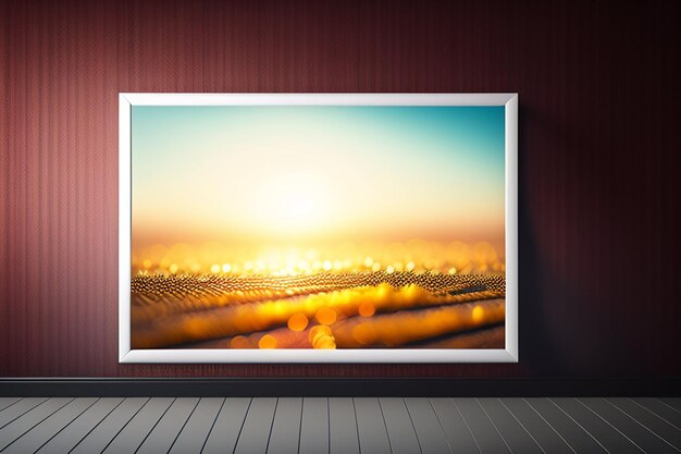 Un cadre photo avec un coucher de soleil dessus