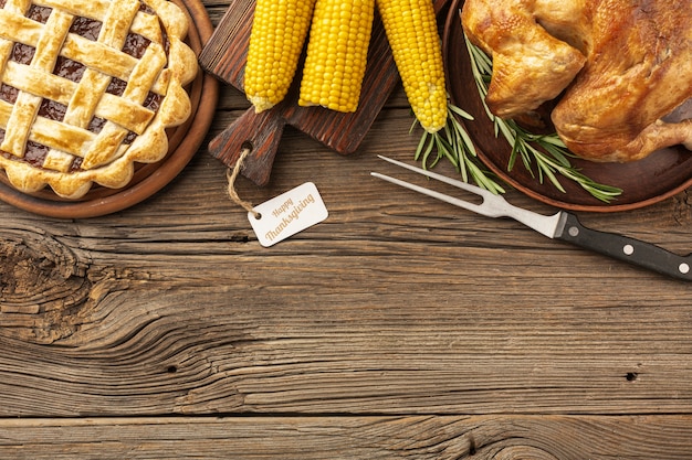 Cadre plat avec dinde et copie