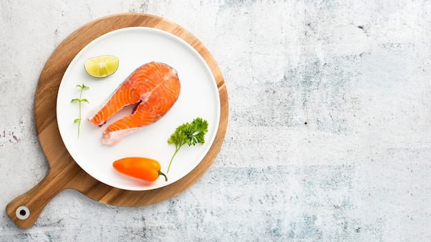 Cadre plat avec fruits de mer et copie