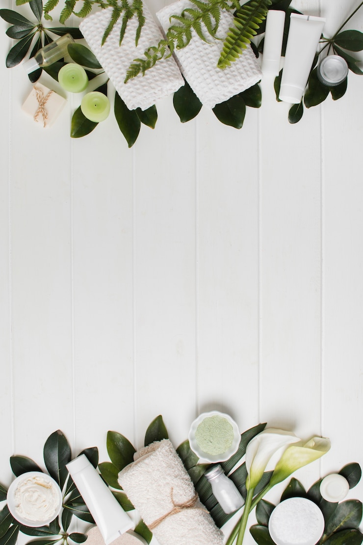 Photo gratuit cadre plat avec plantes et espace de copie
