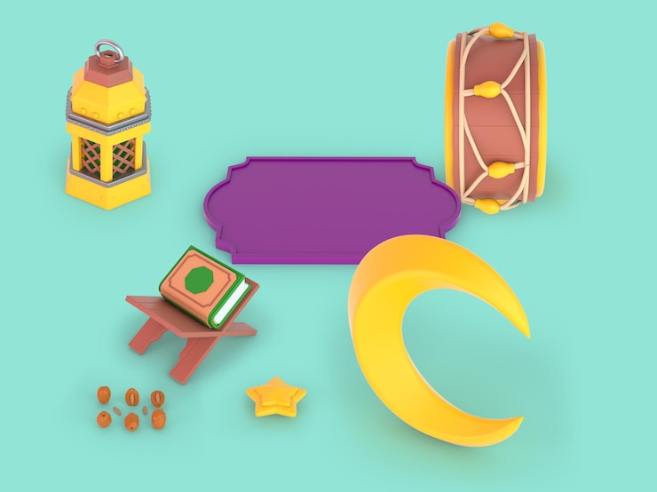 Photo gratuit cadre ramadan avec tambour et lanterne face avant