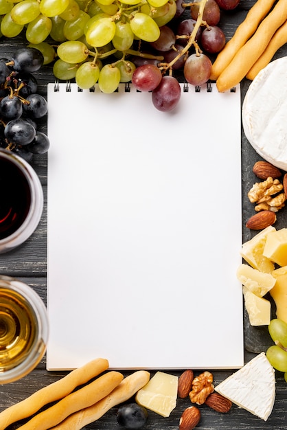 Cadre de vin et collation pour dégustation de vin