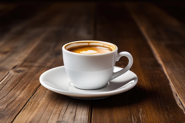 Photo gratuite café chaud dans une tasse avec de la crème sur une table en bois rustique