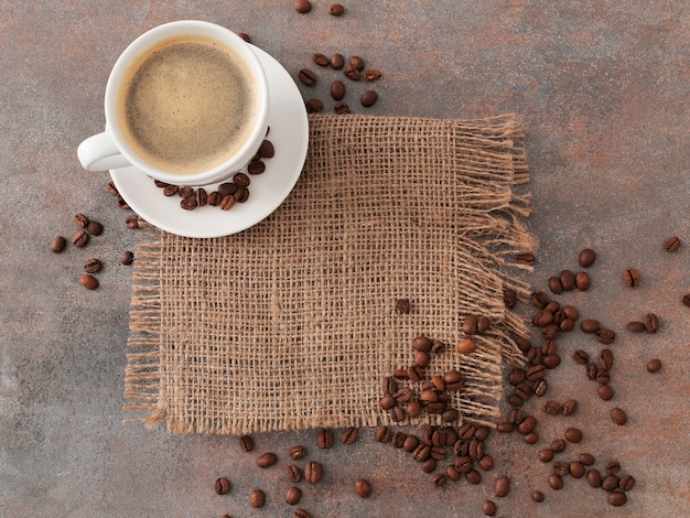 Café pour le petit déjeuner, vue de dessus