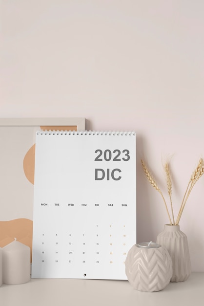 Calendrier de bureau avec textes en anglais