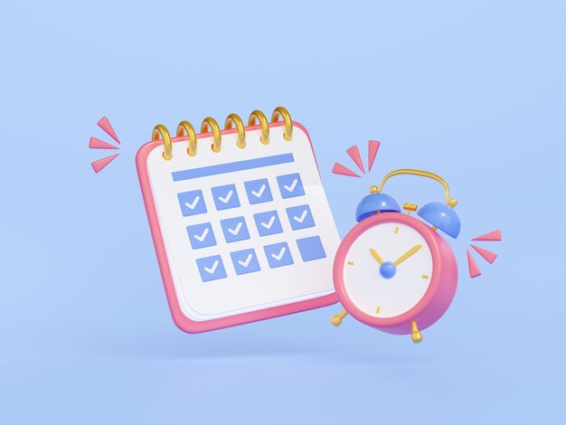 Calendrier avec calendrier et réveil